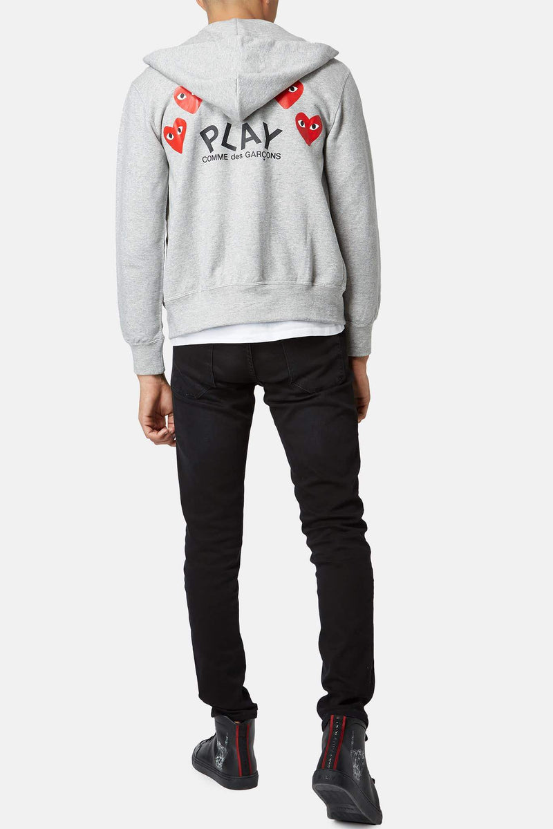 Hoodie brodé gris PLAY Comme des Garçons