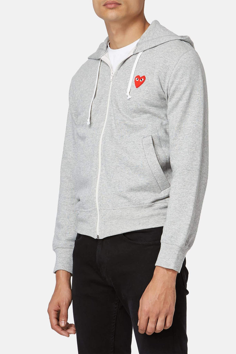 Hoodie brodé gris PLAY Comme des Garçons