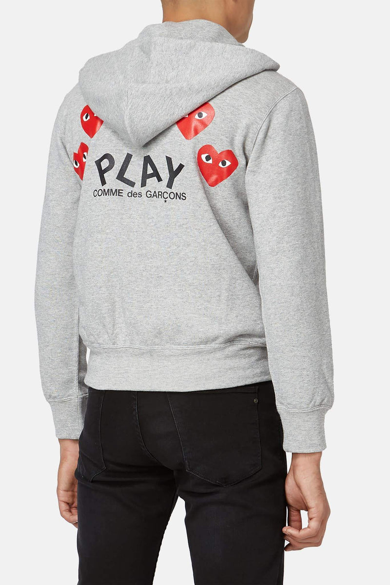 Hoodie brodé gris PLAY Comme des Garçons