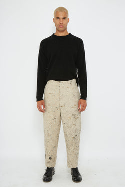 Pantalon déchiré en coton beige Uma Wang