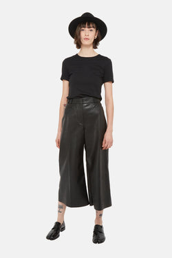 Pantalon évasé en cuir synthétique de viscose noir Stella McCartney