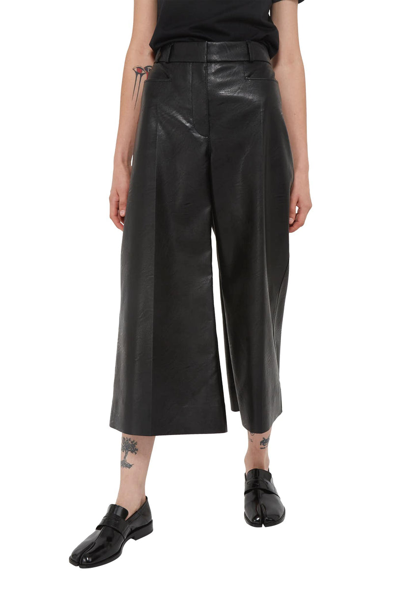 Pantalon évasé en cuir synthétique de viscose noir Stella McCartney