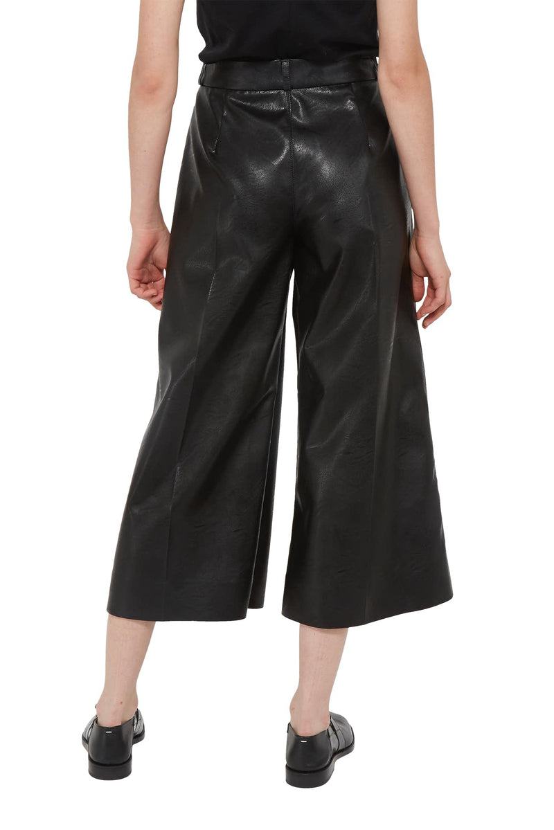 Pantalon évasé en cuir synthétique de viscose noir Stella McCartney