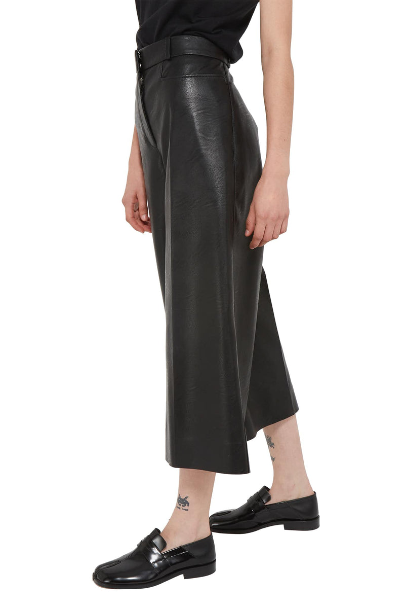 Pantalon évasé en cuir synthétique de viscose noir Stella McCartney