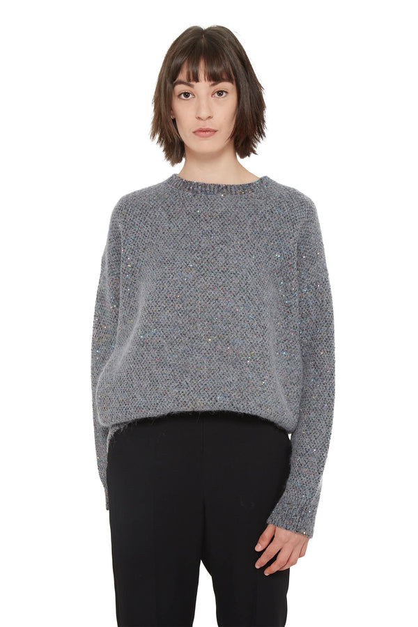 Pull gris en maille avec sequins Stella McCartney