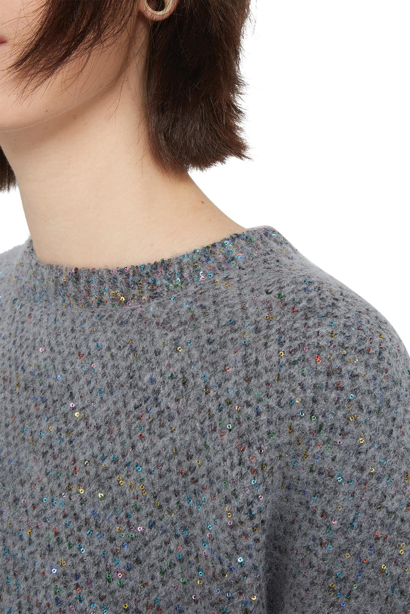 Pull gris en maille avec sequins Stella McCartney