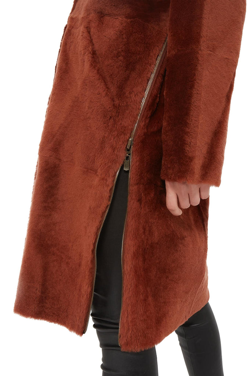 Manteau réversible en peau d'agneau orange 32 Paradis Sprung Frères