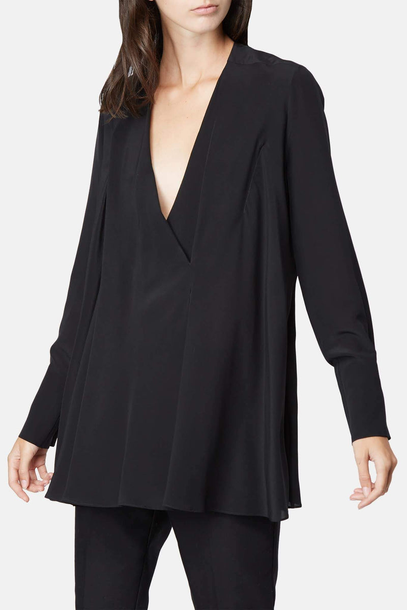 Blouse en soie noir Santal Poiret