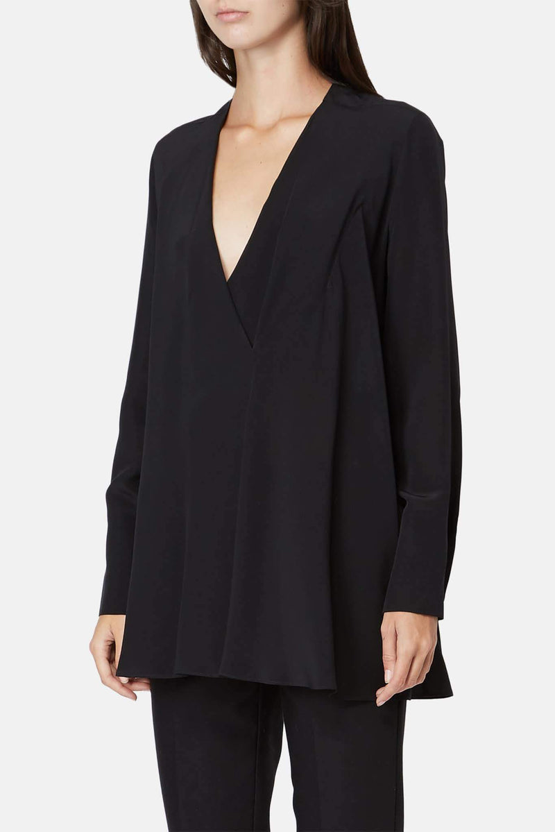 Blouse en soie noir Santal Poiret