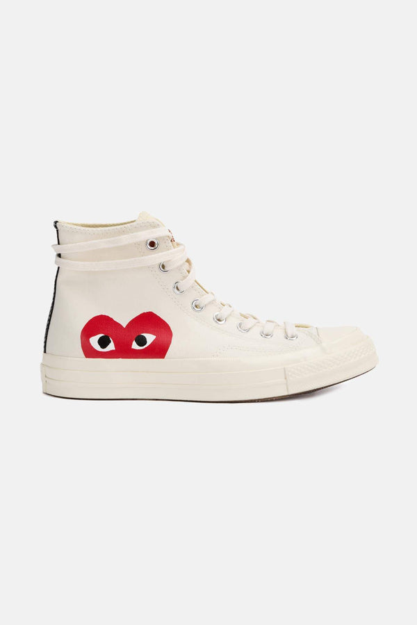 Converses imprimées blanches Chuck Taylor PLAY Comme des Garçons