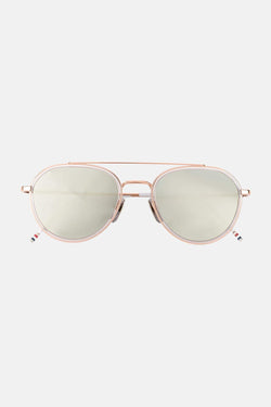 Lunettes de soleil rondes en or rose Thom Browne