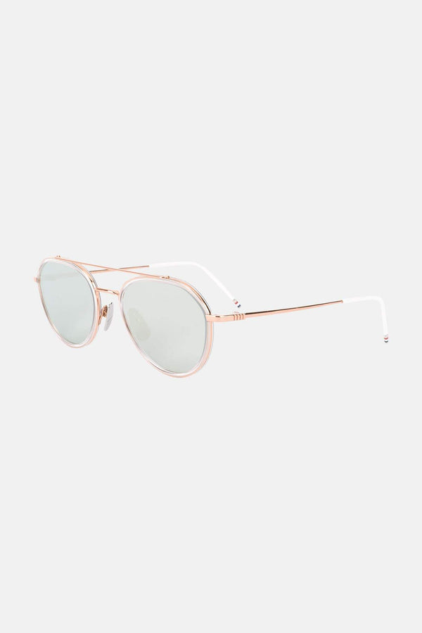 Lunettes de soleil rondes en or rose Thom Browne