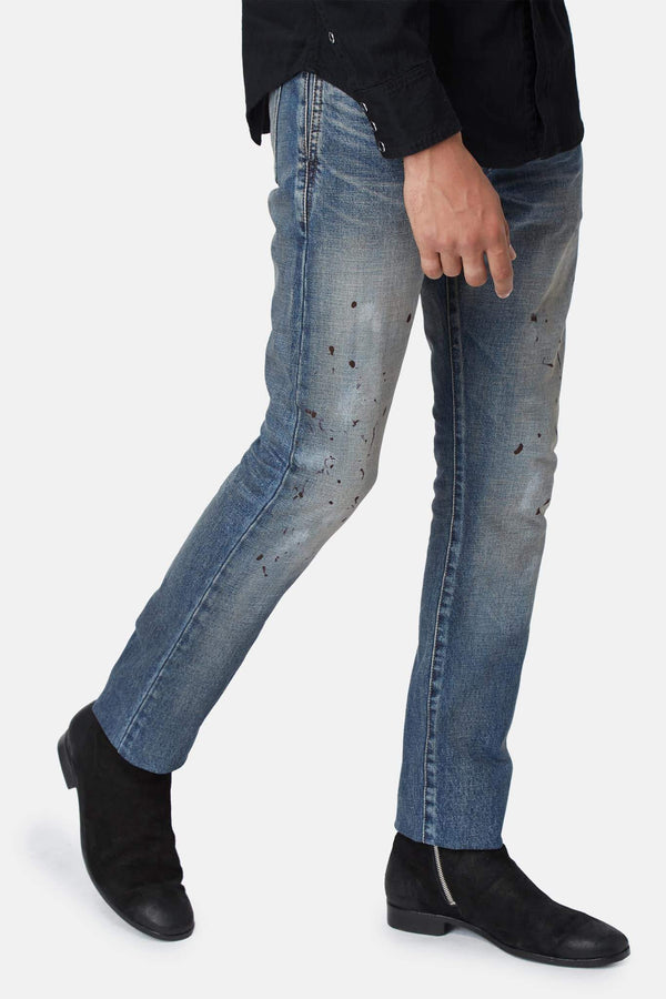 Jean effet usé en coton Saint Laurent