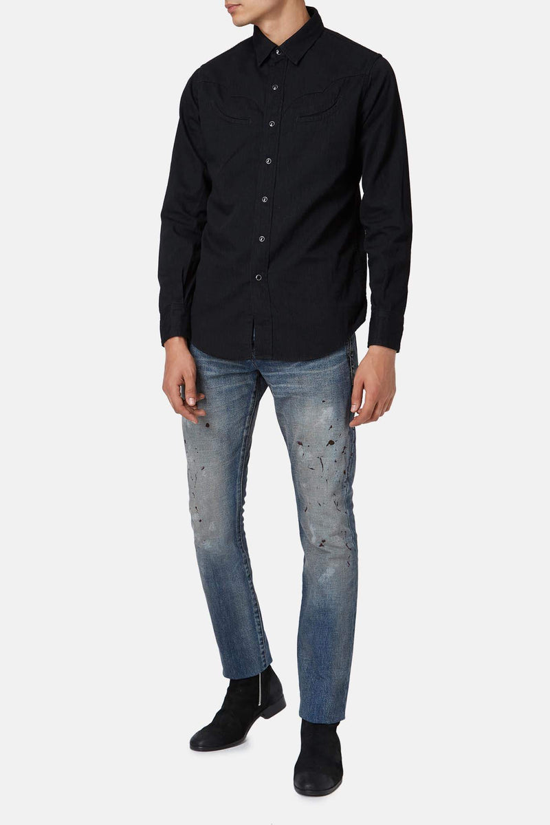 Jean effet usé en coton Saint Laurent