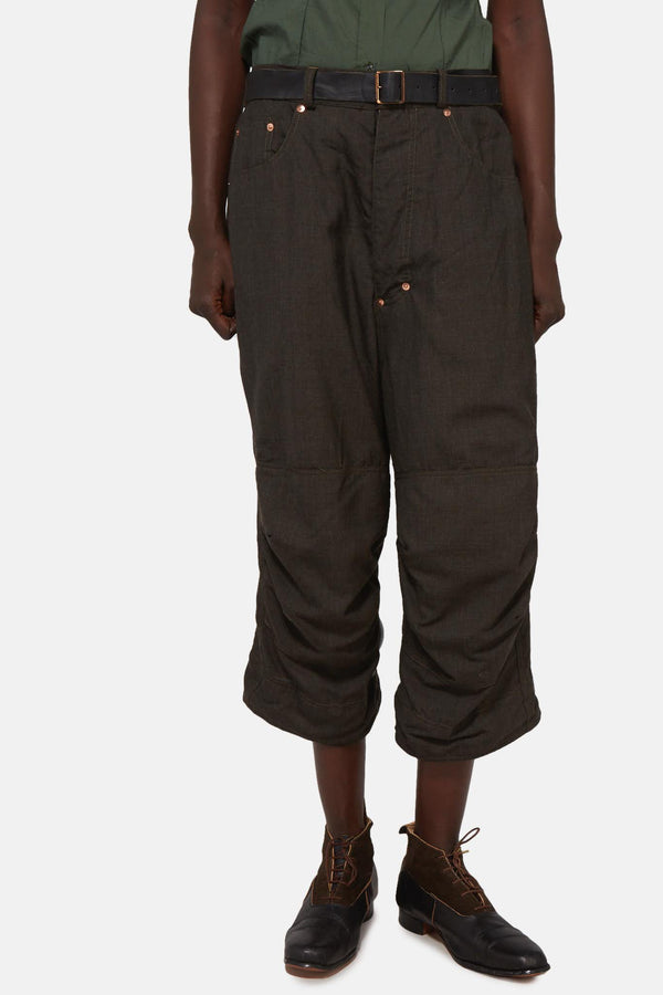 Pantalon ceinturé en laine gris Paul Harnden