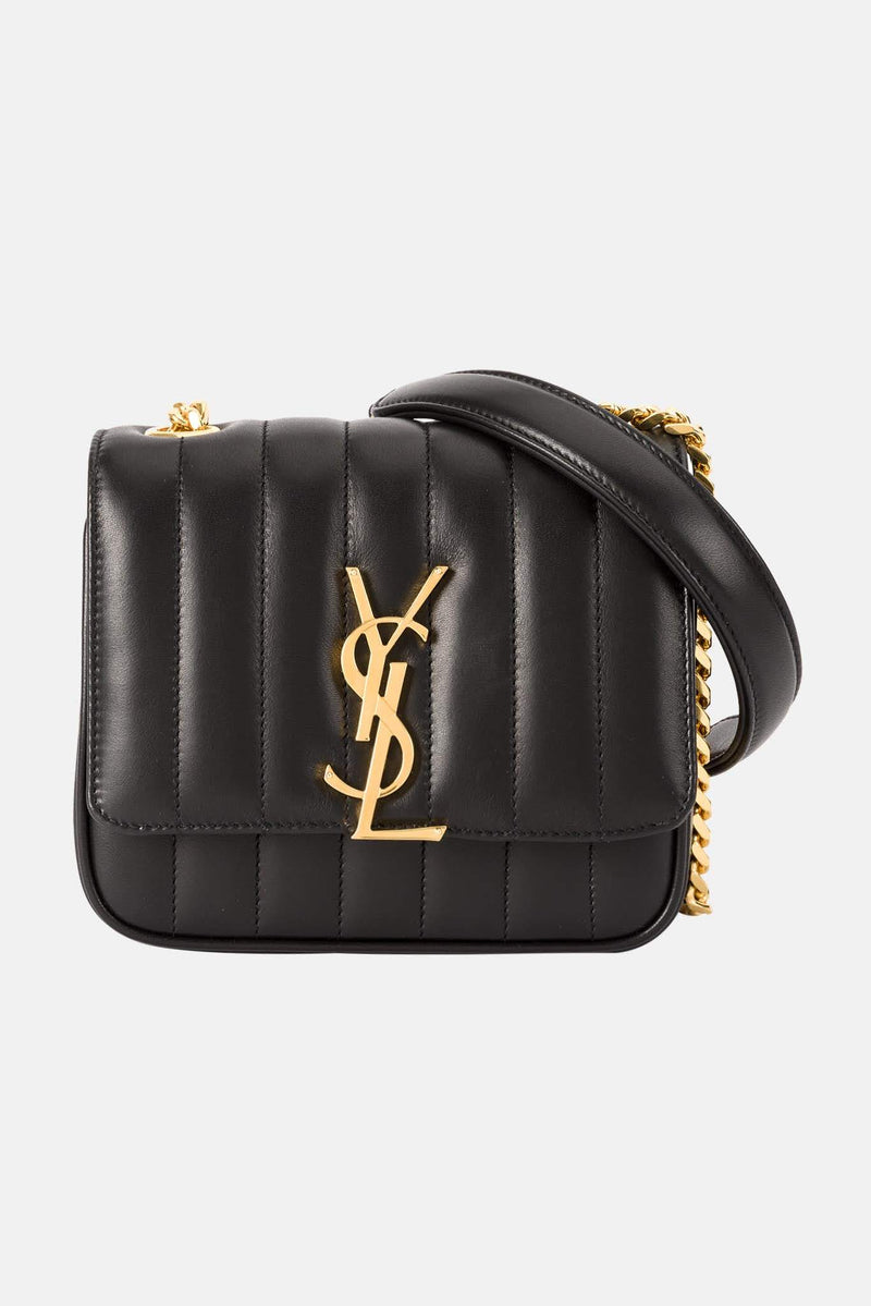 Sac en cuir noir Vicky Saint Laurent