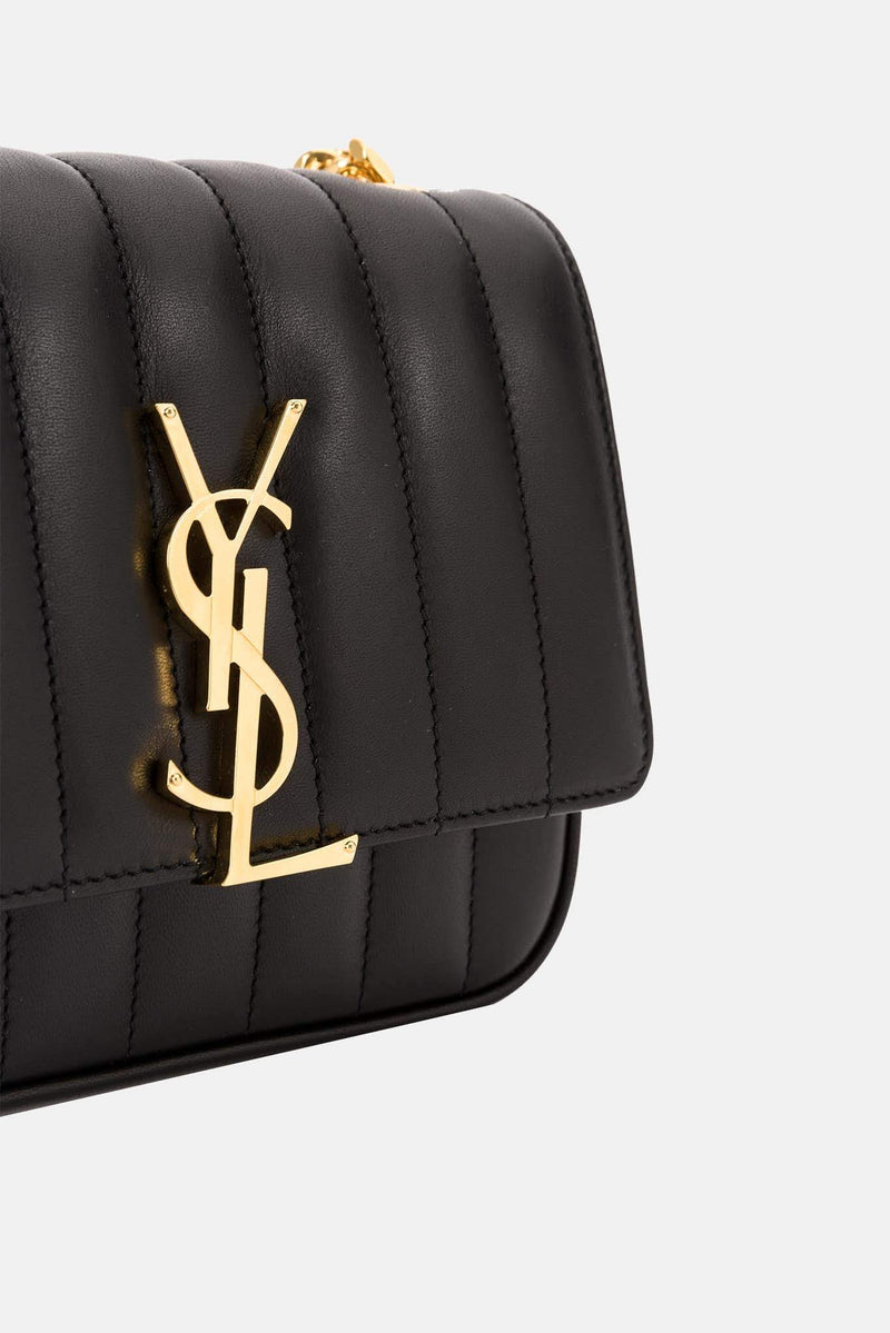 Sac en cuir noir Vicky Saint Laurent