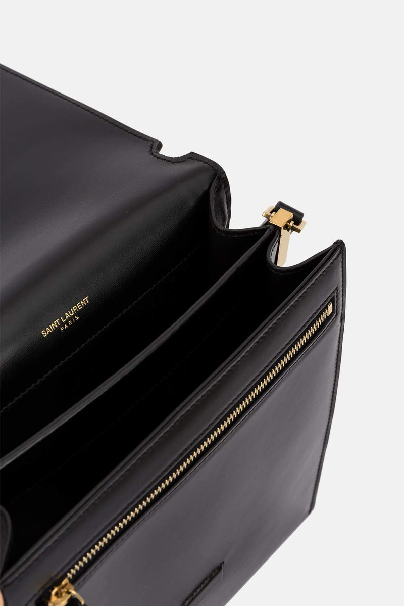 Sac en cuir noir Vertical Saint Laurent