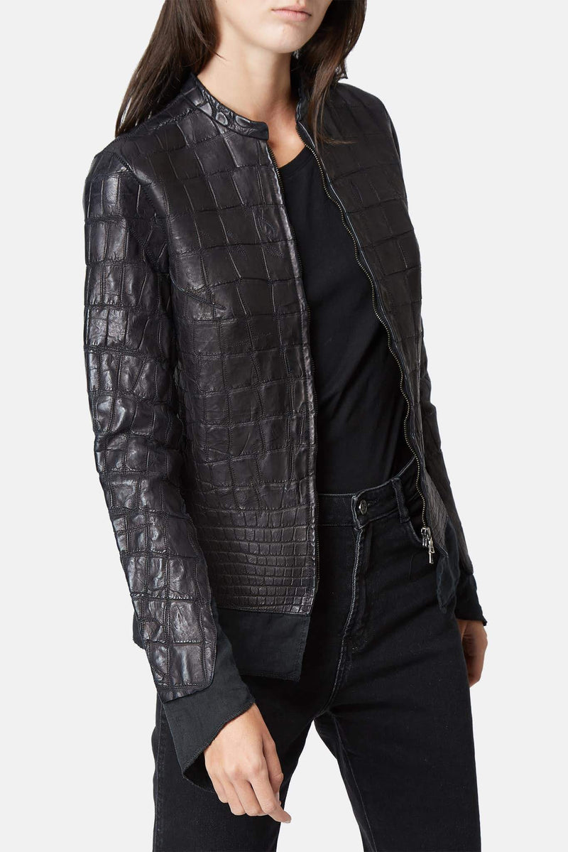 Veste en alligator noire Affamee Isaac Sellam