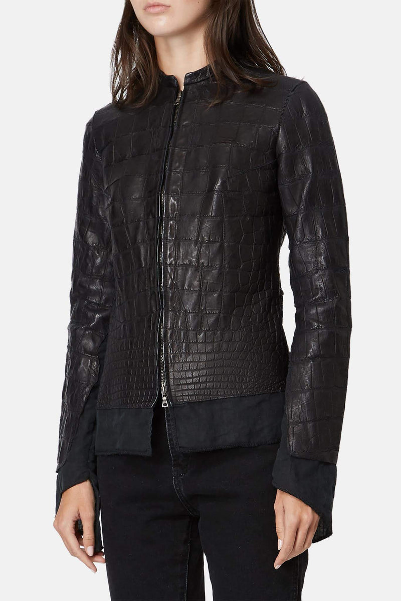 Veste en alligator noire Affamee Isaac Sellam