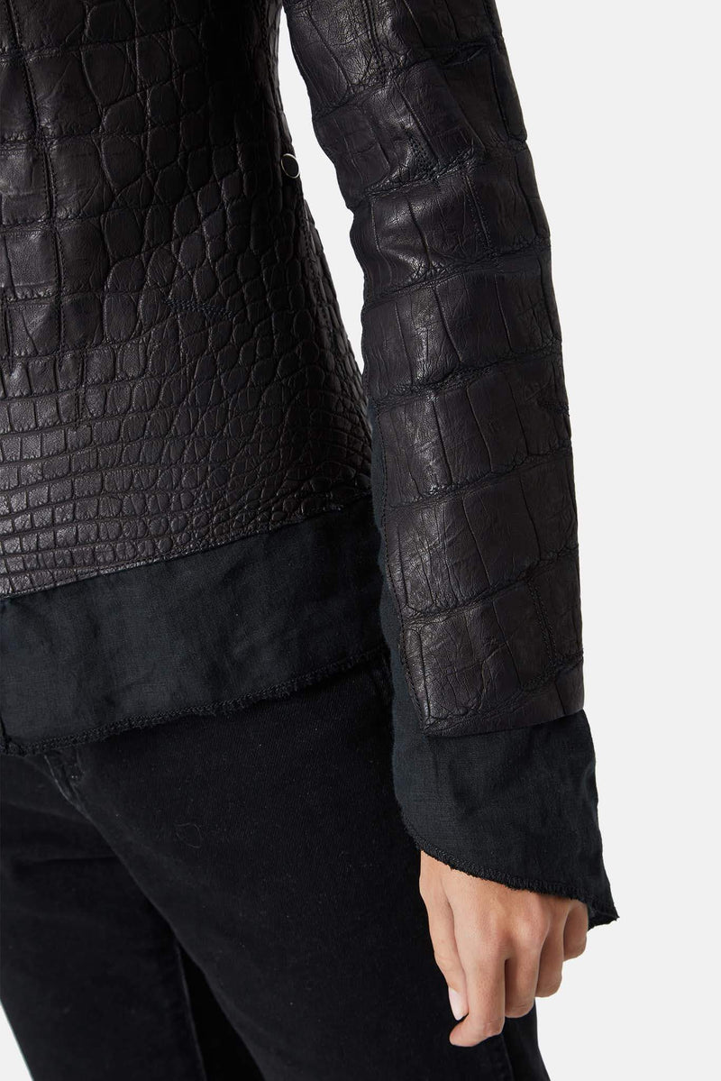 Veste en alligator noire Affamee Isaac Sellam