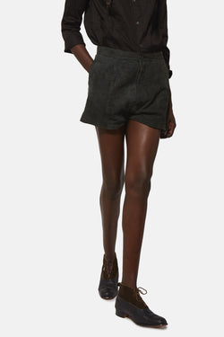 Short en cuir chamois noir Paul Harnden