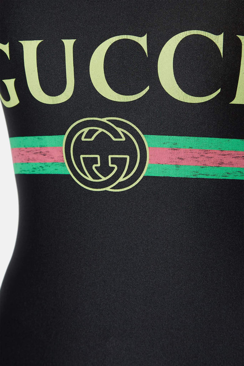 Maillot de bain imprimé noir Gucci