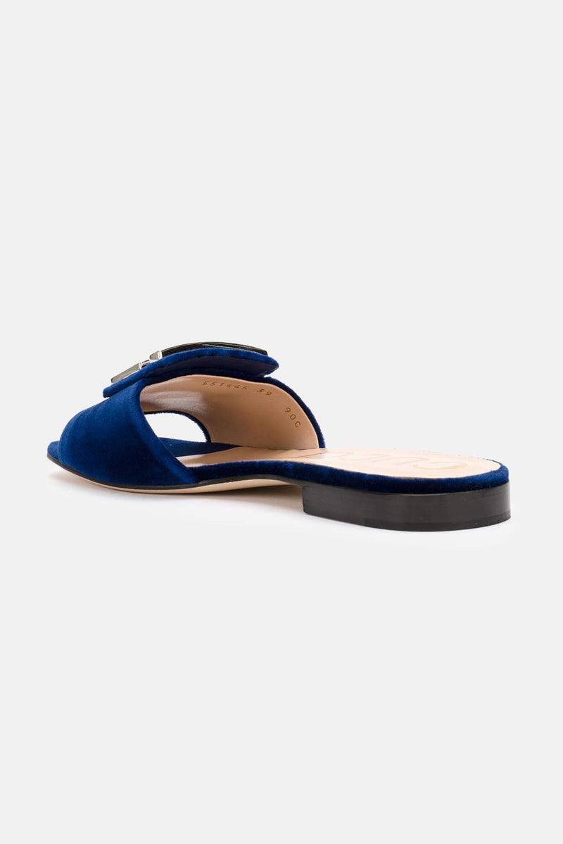 Mules en velours bleu foncé Gucci