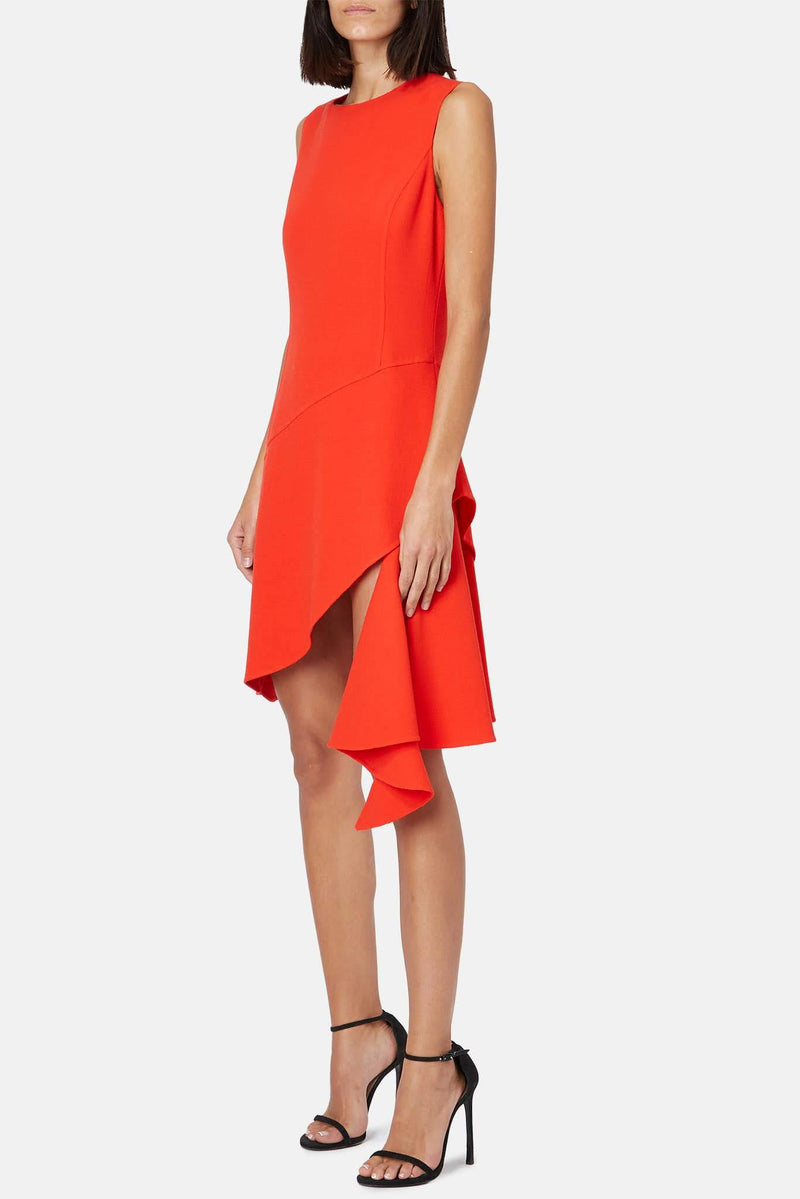 Robe en laine rouge Oscar de la Renta