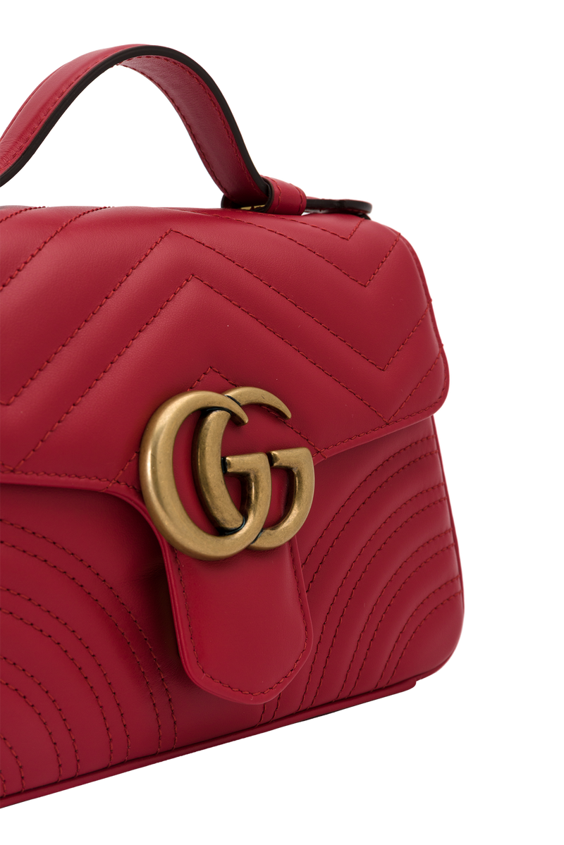 Mini sac en cuir rouge GG Marmont Gucci