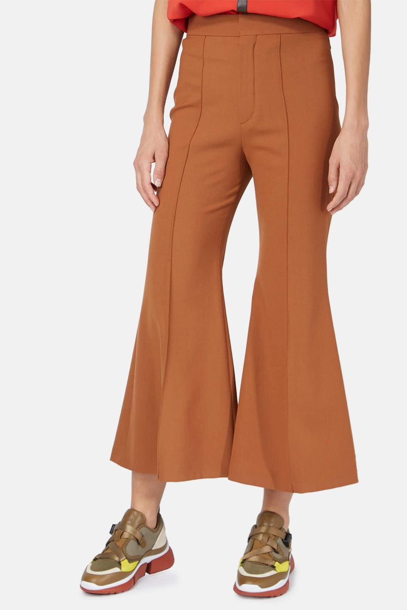 Pantalon en laine vierge marron Chloé