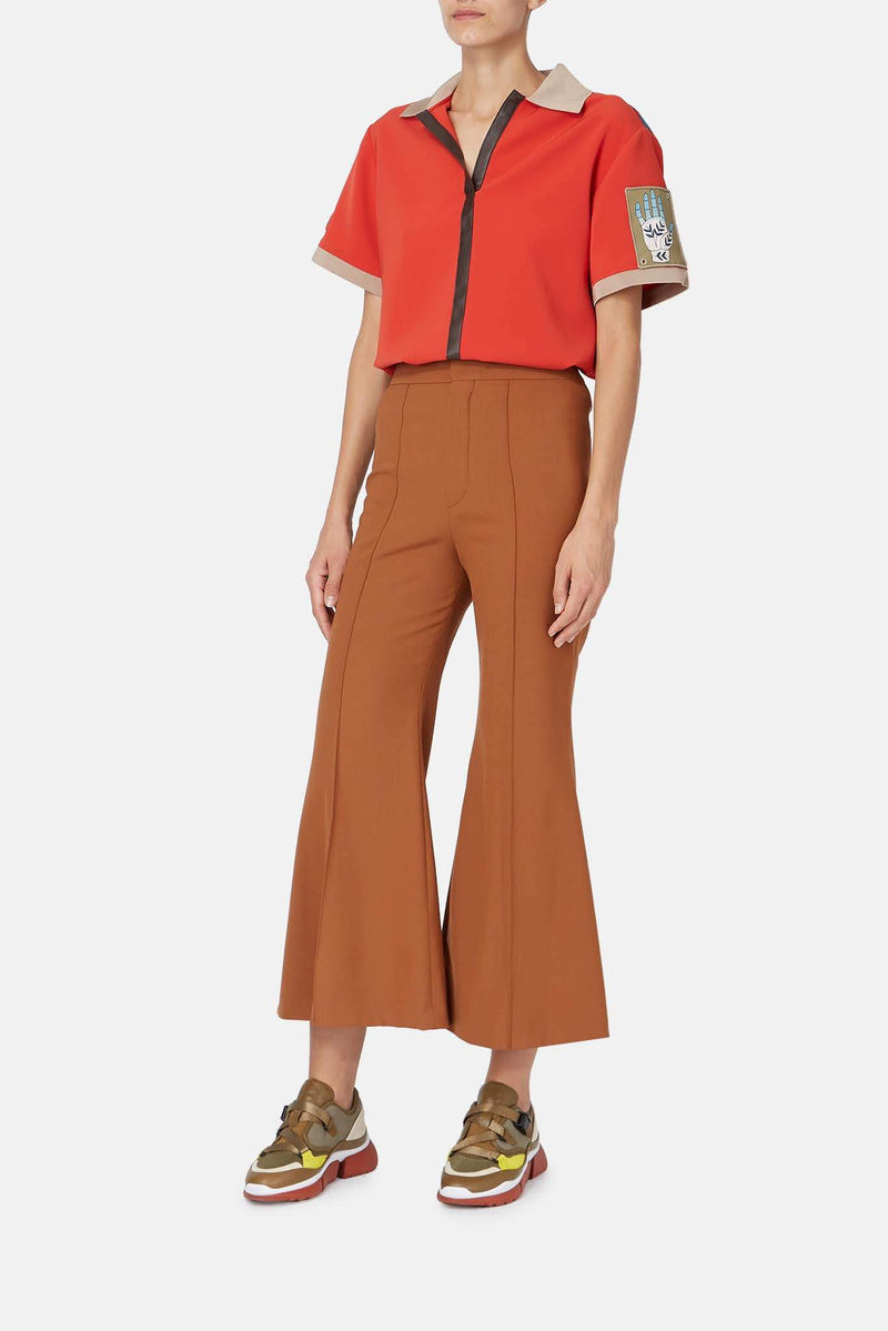 Pantalon en laine vierge marron Chloé