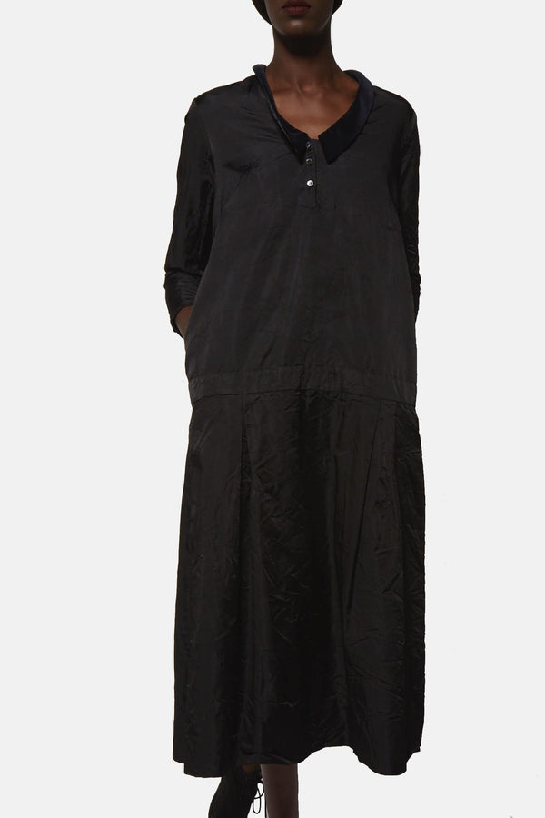 Robe à col en velour noire Paul Harnden