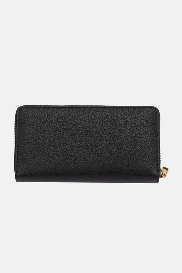 Portefeuille imprimé en cuir noir Gucci