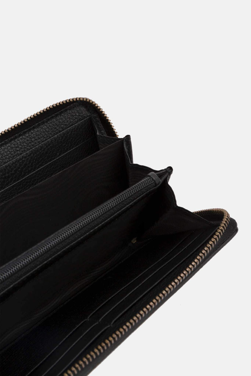 Portefeuille imprimé en cuir noir Gucci