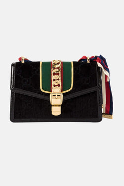 Sac en velours noir Sylvie Gucci