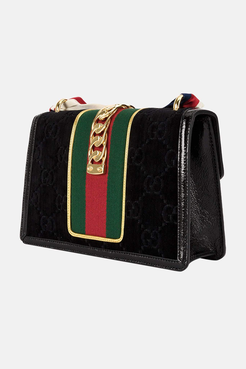 Sac en velours noir Sylvie Gucci