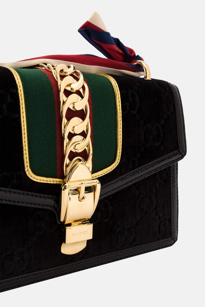 Sac en velours noir Sylvie Gucci