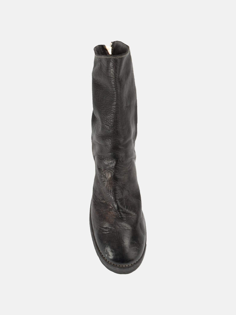 Bottines zippées en cuir noires Guidi