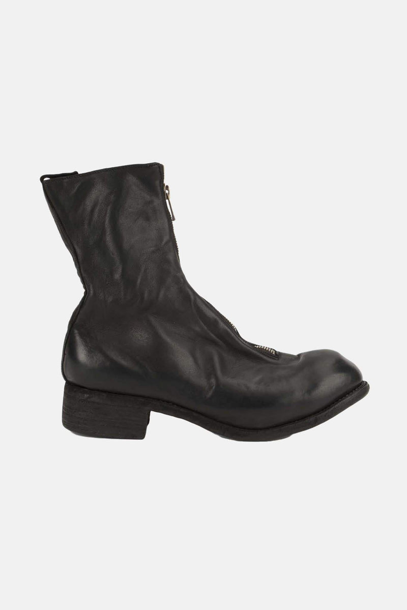 Bottines zippées en cuir noires Guidi