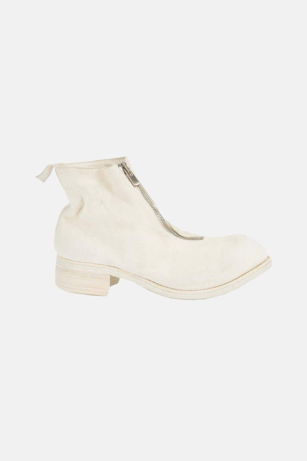 Bottines zippées en cuir blanches Guidi