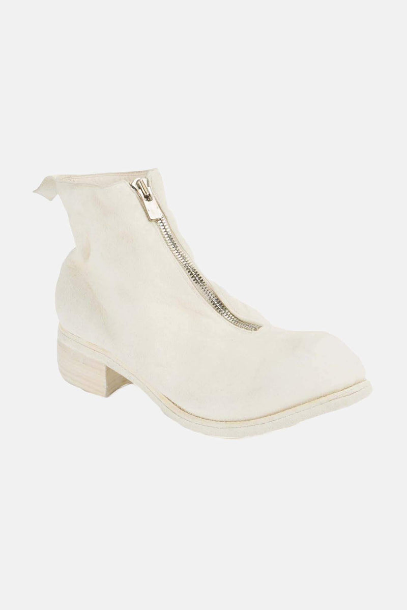 Bottines zippées en cuir blanches Guidi