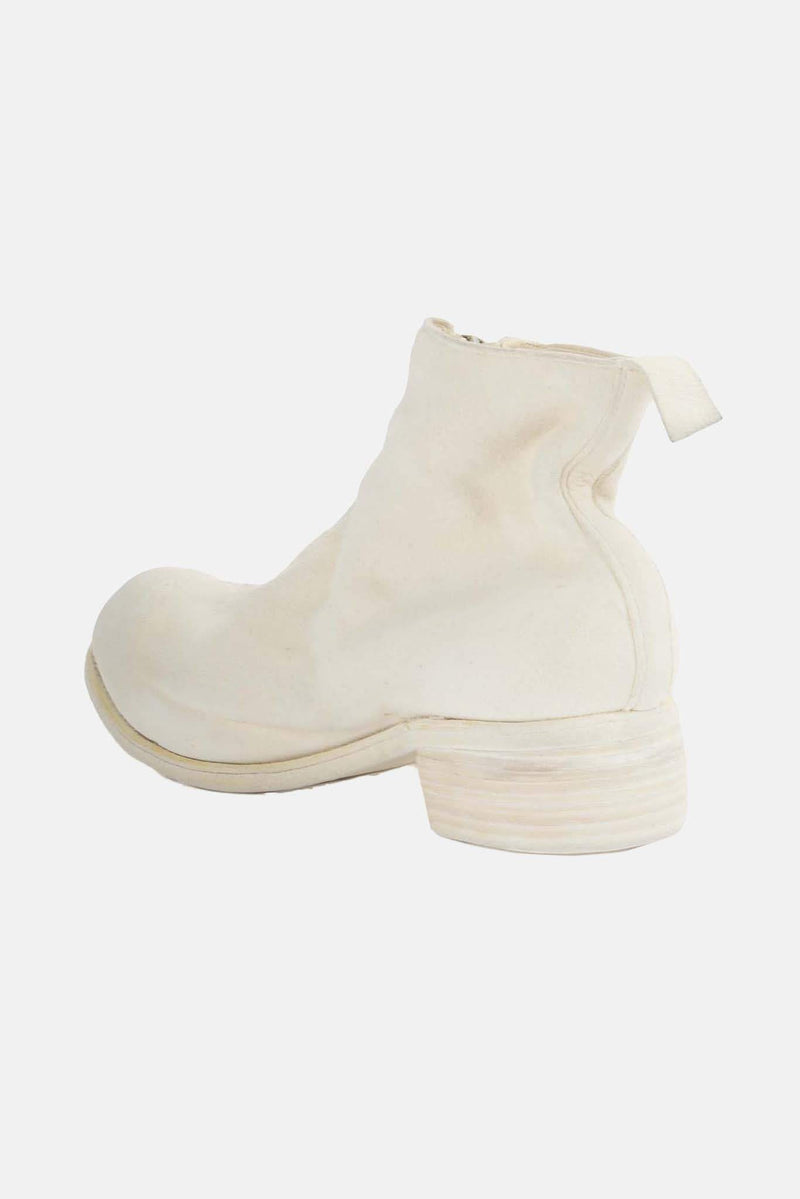 Bottines zippées en cuir blanches Guidi