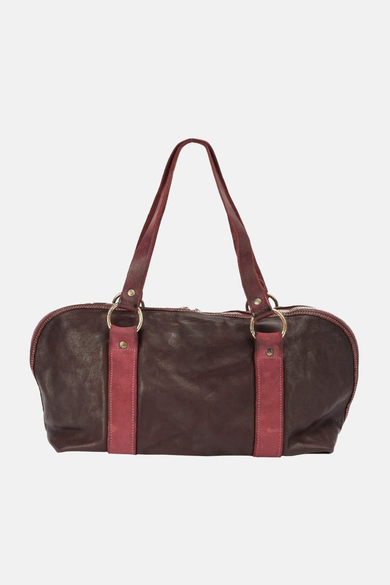 Sac porté épaule en cuir bordeaux Guidi