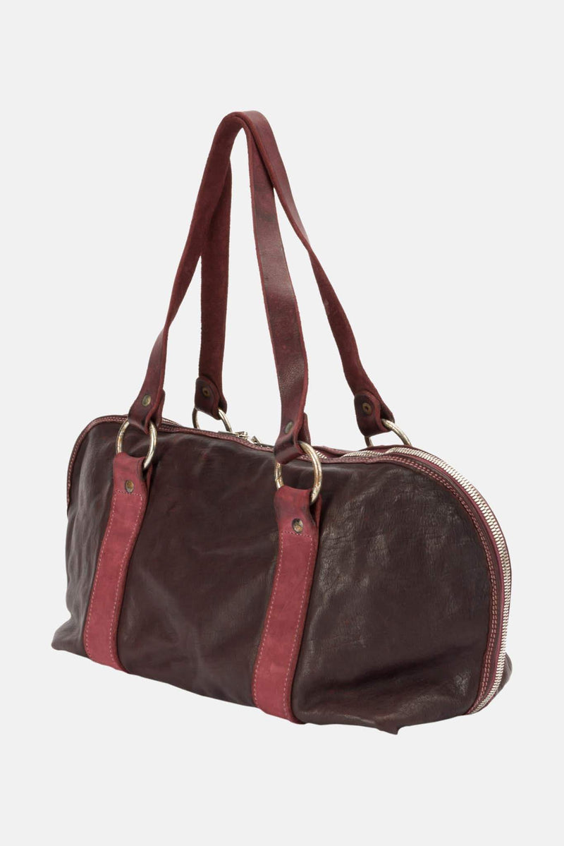 Sac porté épaule en cuir bordeaux Guidi