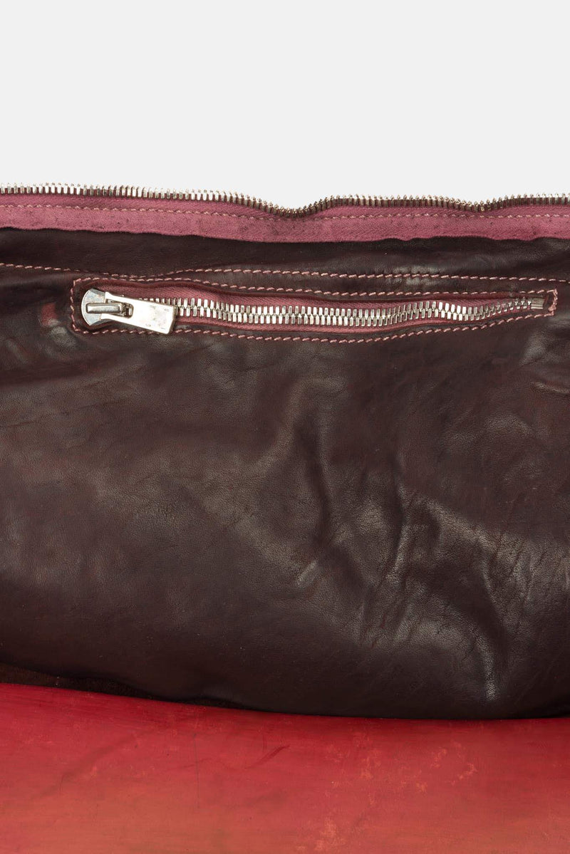 Sac porté épaule en cuir bordeaux Guidi