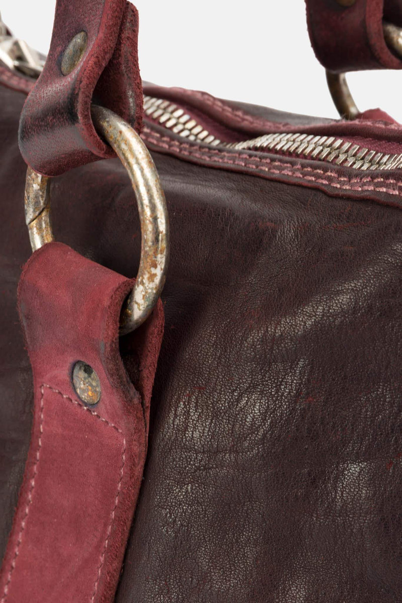 Sac porté épaule en cuir bordeaux Guidi