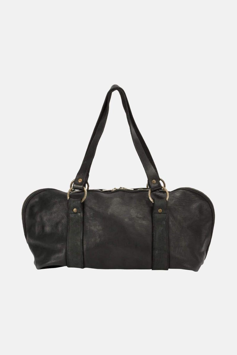 Sac porté épaule en cuir noir Guidi