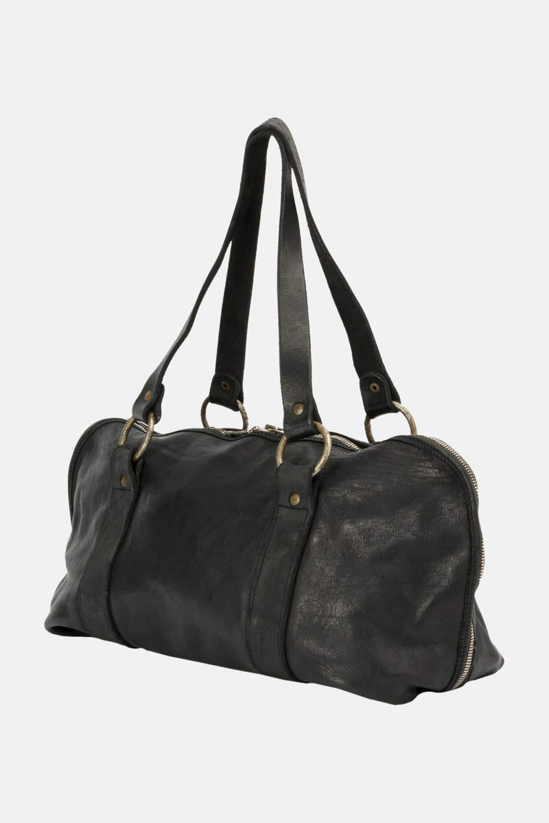 Sac porté épaule en cuir noir Guidi