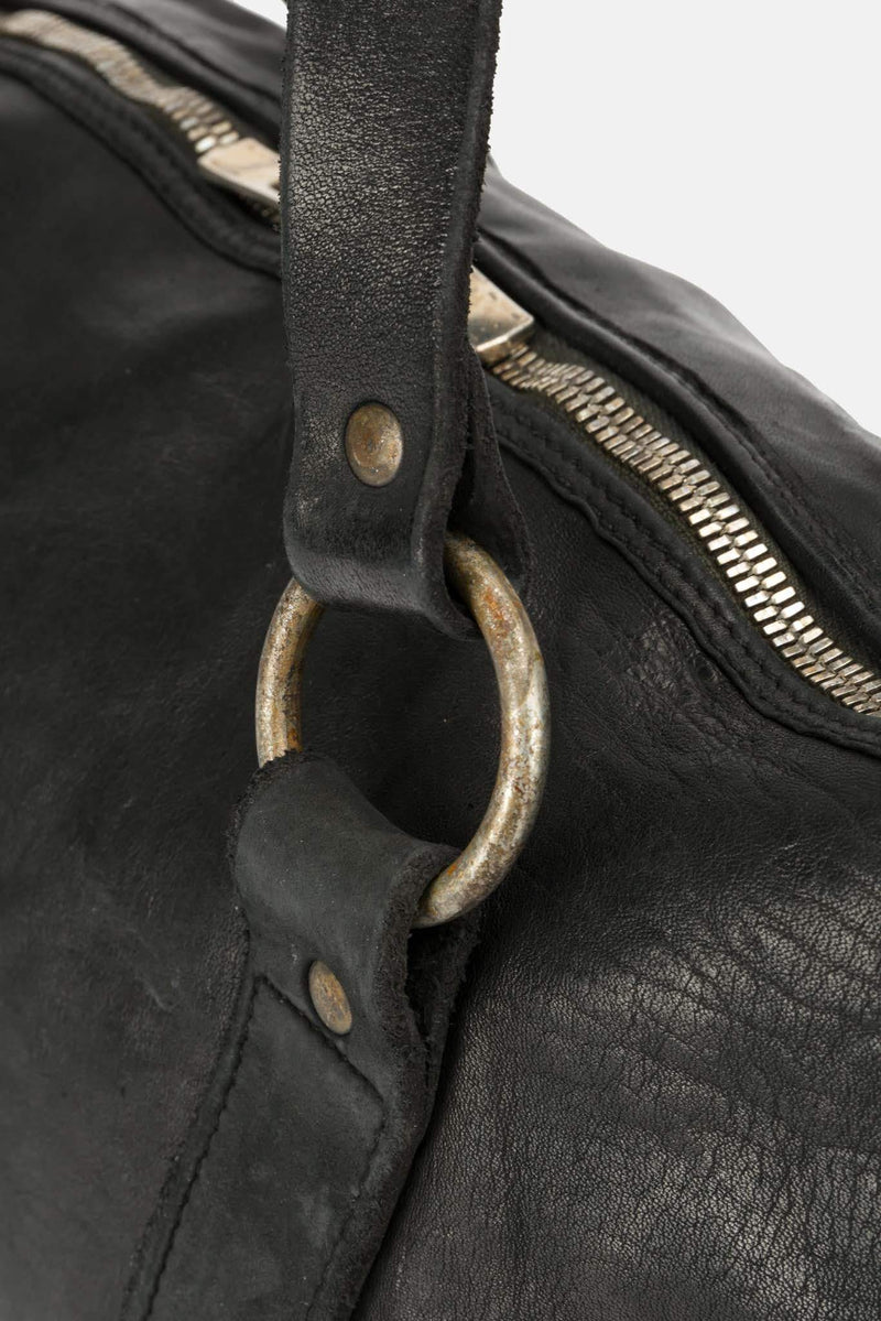 Sac porté épaule en cuir noir Guidi